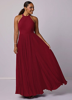 Barbie ♥ Azazie Bridesmaid Dresses Burgundy A-Line Pleated Chiffon Dress image9