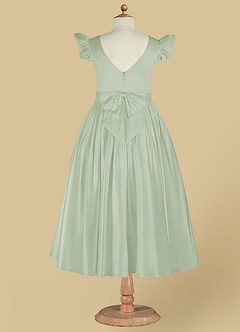 Azazie Violeta Flower Girl Dresses Ball-Gown Bow Matte Satin Tea-Length Dress image9