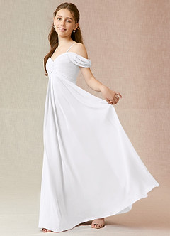 Azazie Kaitlynn A-Line Off the Shoulder Chiffon Floor-Length Junior Bridesmaid Dress image3