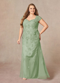 Azazie Marbella Mother of the Bride Dresses Dusty Sage Mermaid Queen Anne Sequins Lace Dress image10