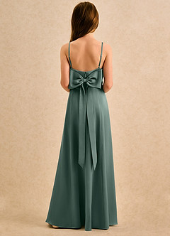 Azazie Chamomile Girls Formal Blumenmädchenkleider A-Linie Plissee Stretch-Satin Kleid Seemoos image5