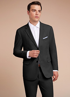 front Miles Negro Chaqueta de traje de seersucker