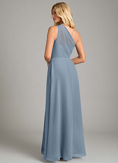 Azazie Phaedra Bridesmaid Dresses Dusty Blue A-Line One Shoulder Chiffon Dress image2