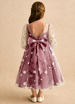 Azazie Elowen Flower Girl Dresses Merlot A-Line Sweetheart Neckline Lace Dress image2