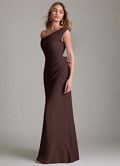 Azazie Emerson Jurken voor bruidsmeisjes Jurk van Chiffon met Kolom Off the Shoulder Ganache image6