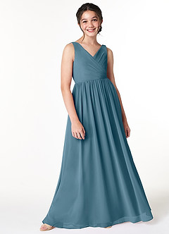 Azazie Sawyer Junior Bermuda A-Line Pleated Chiffon Dress image3