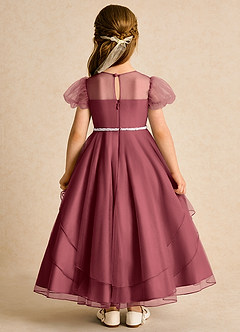 Azazie Duckie Blumenmädchenkleider Ballkleid Plissee Tüll Kleid Merlot image5
