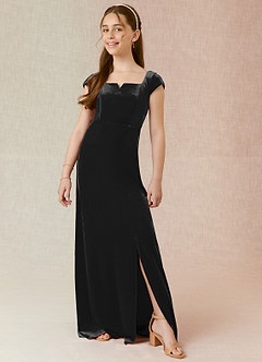 Azazie Gabi A-Line velvet Floor-Length Junior Bridesmaid Dress image3
