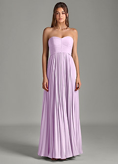Azazie Chiana Abiti da Damigella Abito A-Line in Chiffon Senza Cinturino Lilla Glassato image4