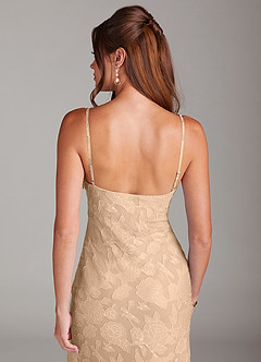 Azazie Tianna Bridesmaid Dresses Champagne Sheath Lace Floral Burnout Dress image7