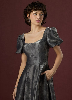 Kalani Charcoal Puff Sleeve Midi Dress image5