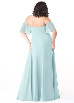 Azazie Sue Bridesmaid Dresses Sea Glass A-Line Off the Shoulder Chiffon Convertible Dress image8