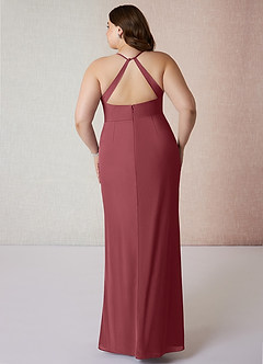 Azazie Becca Bridesmaid Dresses Merlot Sheath V-Neck Chiffon Dress image8