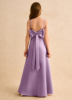 Azazie Joella Girls Formal Flower Girl Dresses Wisteria A-Line Pleated Matte Satin Dress image1