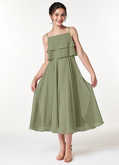 Azazie Ensley Junior Agave A-Line Pleated Chiffon Dress image1