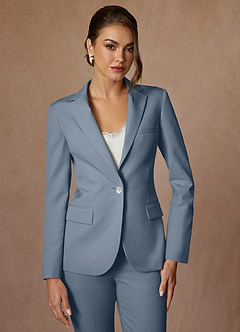 front Kennedy Dusty Blue Structured Stretch Pants Suit