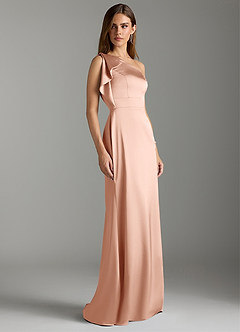 Azazie Rinna Brudtärnklänningar Klänning av Sjöjungfru i Stretch Satin Ruched Roséguld image3