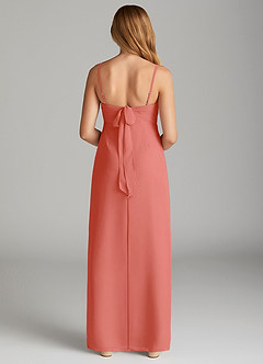Azazie Mai Junior Salmon Pink Sheath Pleated Chiffon Dress image2