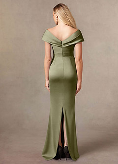 Azazie Ludlow Venta final Vestido de Pistacho de Satén Elástico de Corte Sirena con Plisado image4