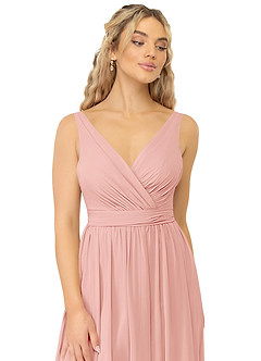 Azazie Kora Bridesmaid Dresses Rosette A-Line Pleated Chiffon Dress image6