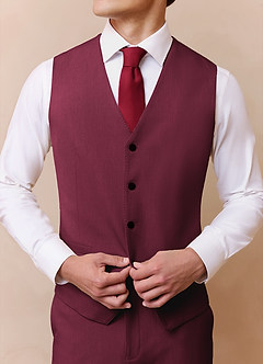 front James Burgundy Structured Stretch Suit Vest