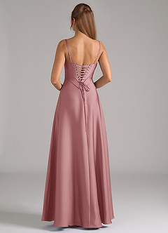 Azazie Valentine Bridesmaid Dresses Dusty Rose A-Line Corset Stretch Satin Dress image5
