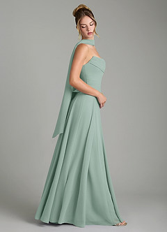 Azazie Gabriela Bridesmaid Dresses Agave A-Line Corset Chiffon Dress image3