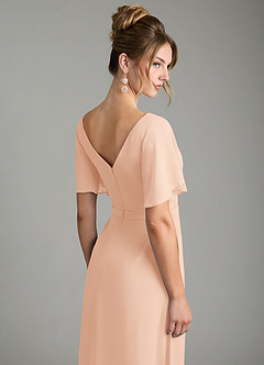 Azazie Ambrosia Robes de demoiselle d'honneur Robe Trapèze en Mousseline de soie Plissé Rose Anglais image7