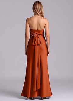 Azazie Ailanie Brudtärnklänningar Klä av Tubklänning i Stretch Satin Axelbandslös Paprika image7