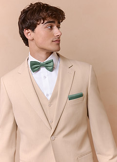 front Matte Satin Bow Tie and Pocket Square Set