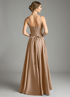 Azazie Evadina Suknie dla druhen Linia A Gorset Satyna elastyczna Do ziemi Sukienka image2