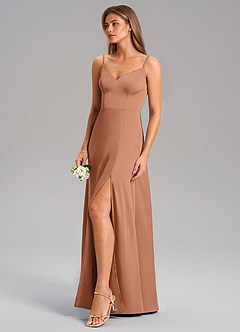 Azazie Talina Bridesmaid Dresses Bronzer A-Line Stretch Satin Dress image4