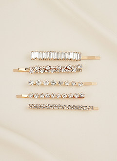 front Assorted Rhinestone Hair Clip Set