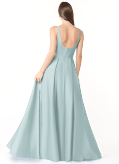 Azazie Neve Bridesmaid Dresses Mist Ball-Gown with Pockets Stretch Satin Dress image2