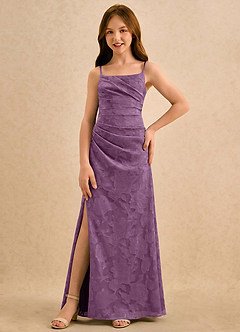 Azazie Cannoli Girls Formal Flower Girl Dresses Wisteria A-Line Pleated Floral Burnout Dress image5