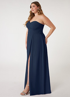 Azazie Arabella Allure Bridesmaid Dresses Dark Navy A-Line Sweetheart Neckline Chiffon Convertible Dress image16