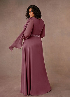 Azazie Priyanka Mother of the Bride Dresses Vintage Mauve A-Line Boatneck Pleated Chiffon Dress image6