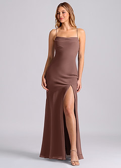 Azazie Grata At-home Try On Dresses Dusty Blue Mermaid Pleated Chiffon Dress image1