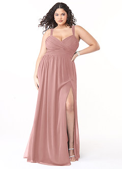 Azazie Aziza Bridesmaid Dresses Dusty Rose A-Line V-Neck Pleated Chiffon Dress image7