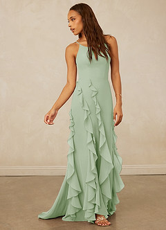 Christian Siriano Bridal for Azazie 1006 Bridesmaid Dresses Dusty Sage Mermaid Ruched Chiffon Dress image4