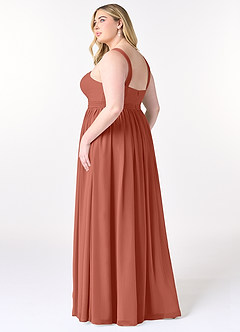Azazie Elvira Bridesmaid Dresses Clay A-Line Pleated Chiffon Dress image10