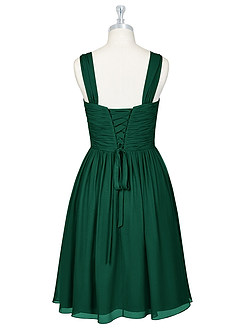 Azazie Angie Bridesmaid Dresses Emerald A-Line Corset Chiffon Dress image9