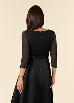 Azazie Maritza Kleider für die Brautmutter A-Linie Plissee Matte Satin Kleid Schwarz image5