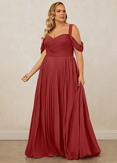 Christian Siriano Bridal for Azazie 1013 Bridesmaid Dresses Rust A-Line Off the Shoulder Chiffon Dress image13
