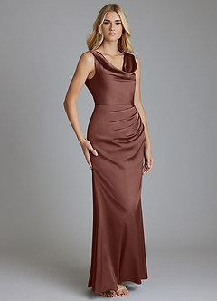 Azazie Tallie Finale sale Jurk van Stretch Satijn met Zeemeermin Geplooid Dusty Sage image7