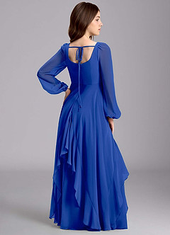 Azazie Clara Junior Jurk van Chiffon met A-Lijn Blouson Koningsblauw image8