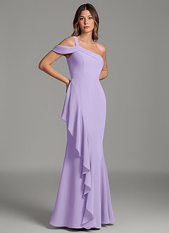 Azazie Ashlynn Bridesmaid Dresses Lilac Mermaid Off the Shoulder Chiffon Dress image4