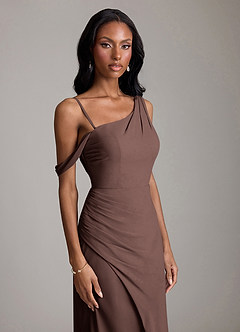 Azazie Madelyn Bridesmaid Dresses Ganache Mermaid One Shoulder Chiffon Convertible Dress image3