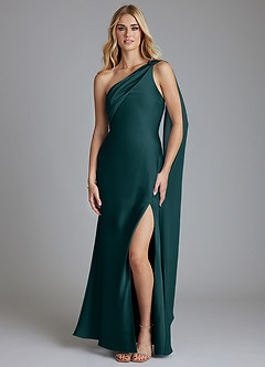 Azazie Loreen Vente Finale Robe Sirène en Satin extensible Une épaule Sky Blue image1