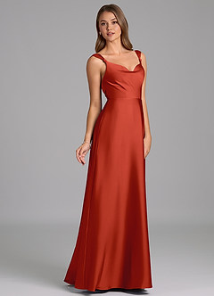 Azazie Beatrice 신부 들러리 드레스 A라인 스윗하트 네크라인 스트레치 새틴 바닥 길이 드레스 image5